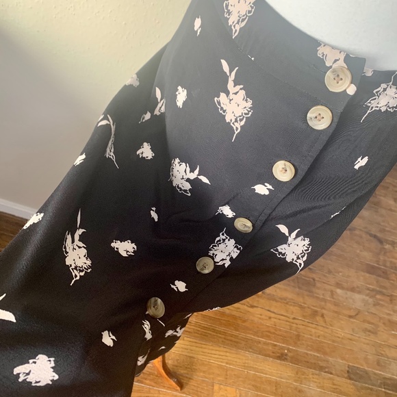 Something Navy High Waist Midi Skirt In Black Etch - Picture 4 of 9